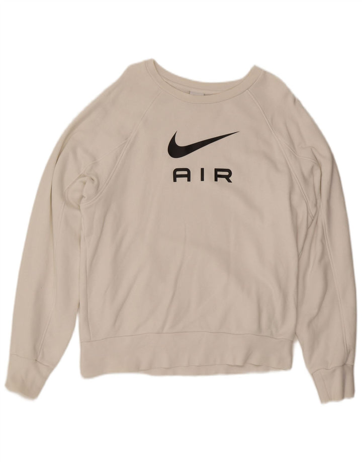 NIKE Mens Graphic Moletom Jumper Médio Algodão Branco