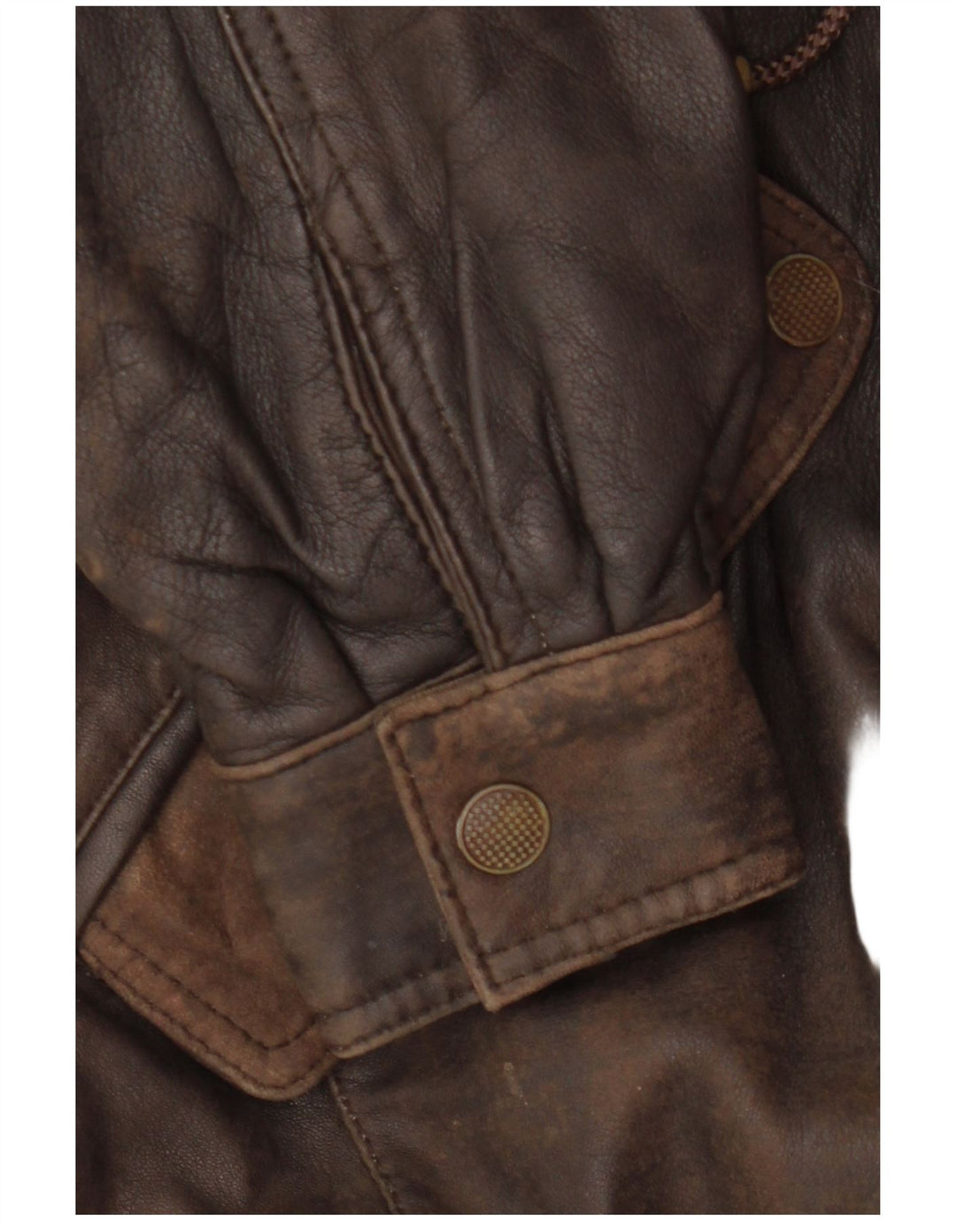 Casaco feminino de couro com capuz VINTAGE EU 38 couro marrom médio