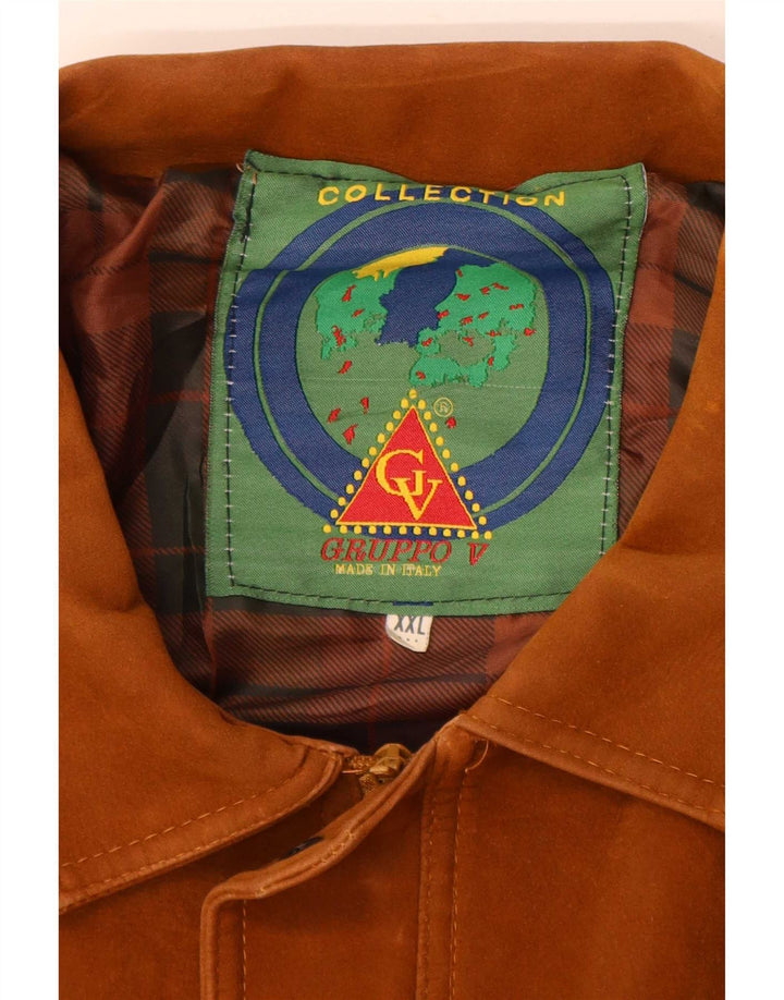 Jaqueta bomber masculina de camurça Gruppo V Reino Unido 44 2XL marrom