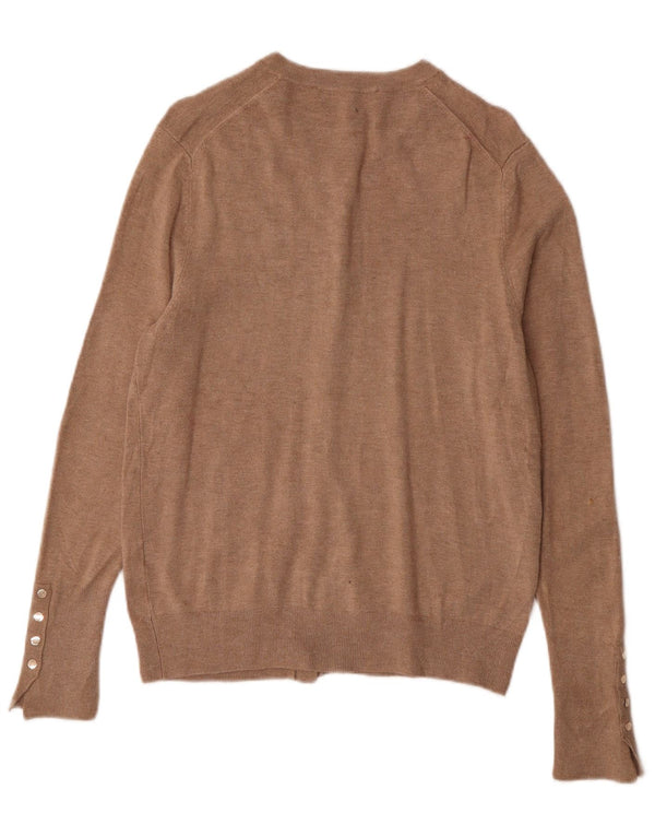 Suéter cardigã feminino Zara Reino Unido 14 grande marrom