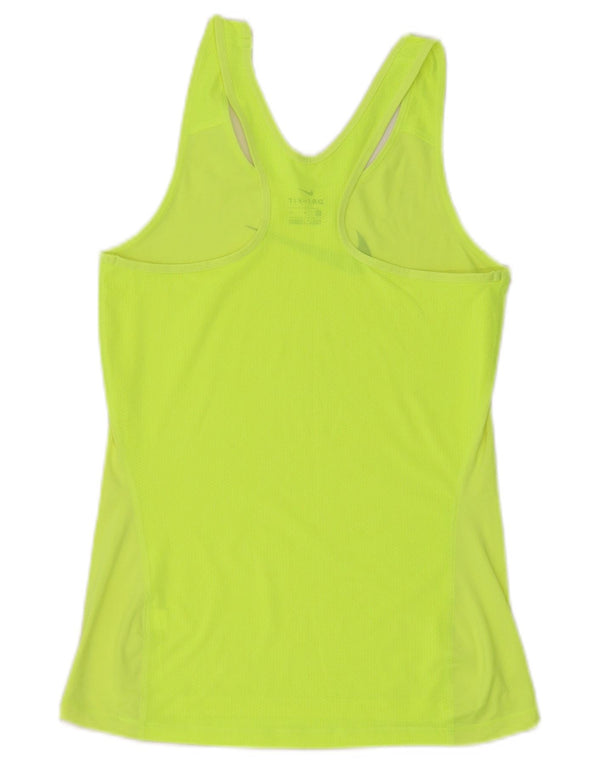 Nike Womens Dri Fit Graphic Vest Top UK 12 Médio Amarelo