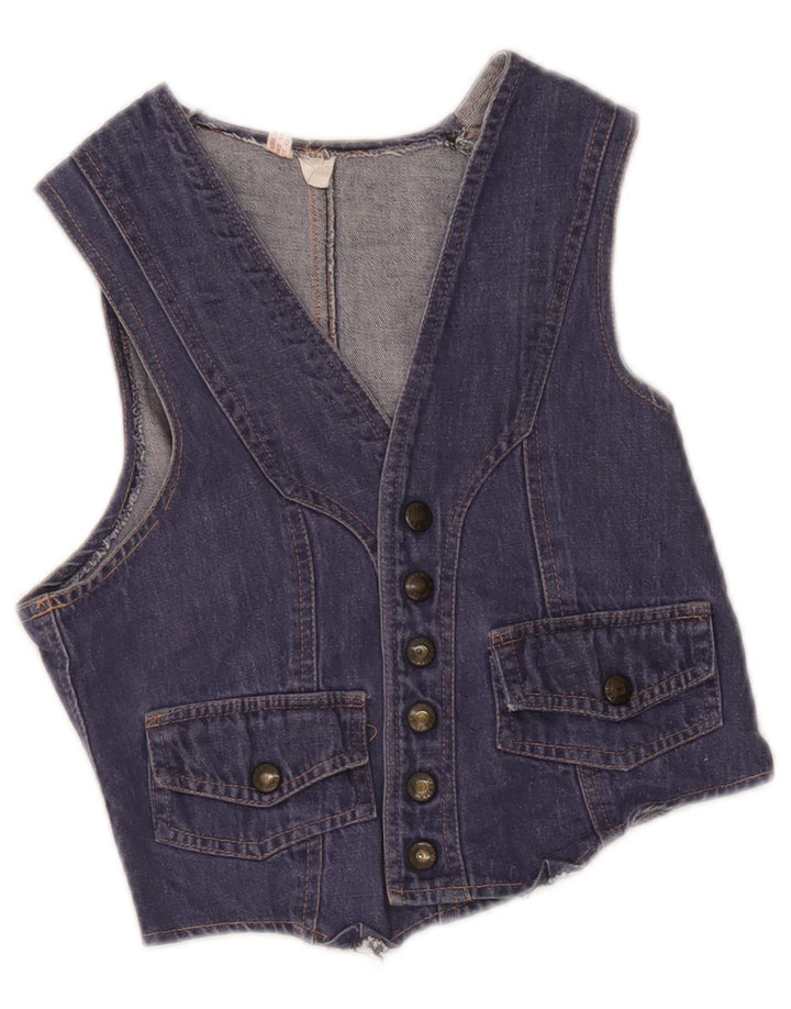 Colete jeans vintage para meninas 8-9 anos azul