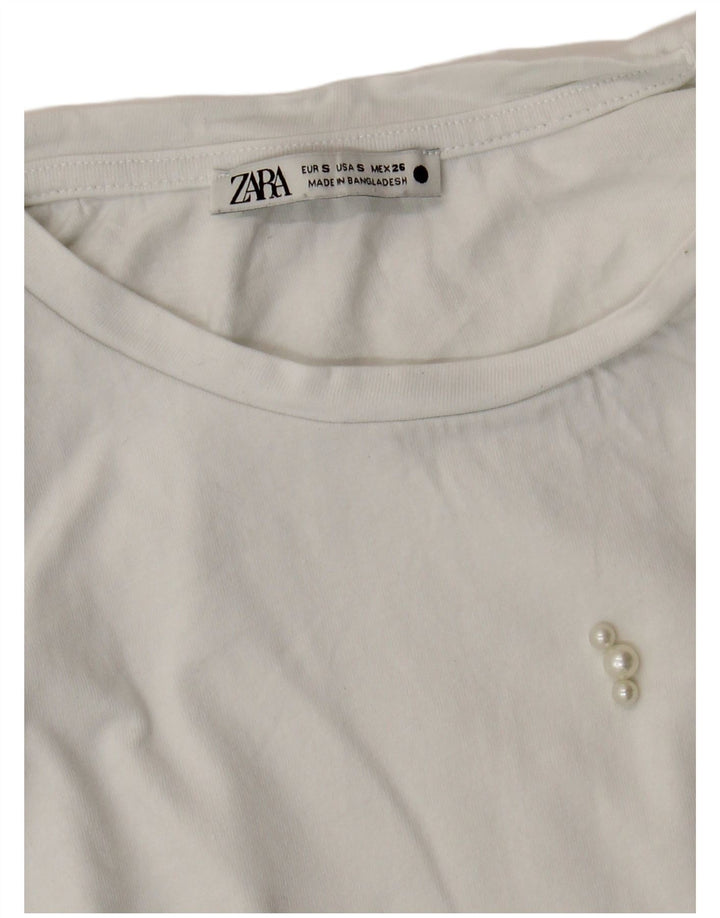 Camiseta feminina ZARA UK 8 pequena branca