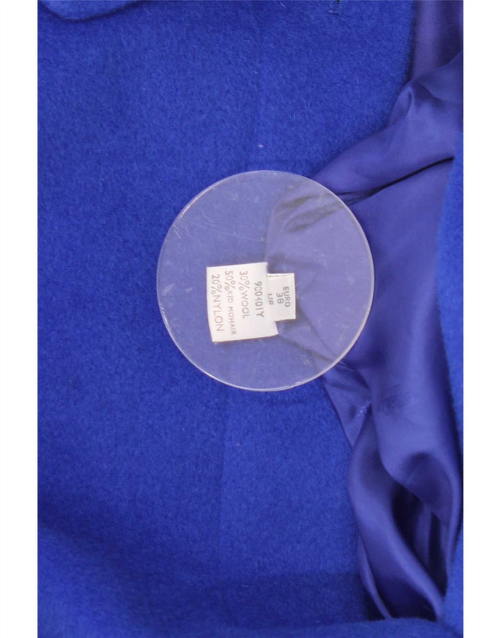 Sobretudo feminino grande Viyella Reino Unido 12 mohair azul médio
