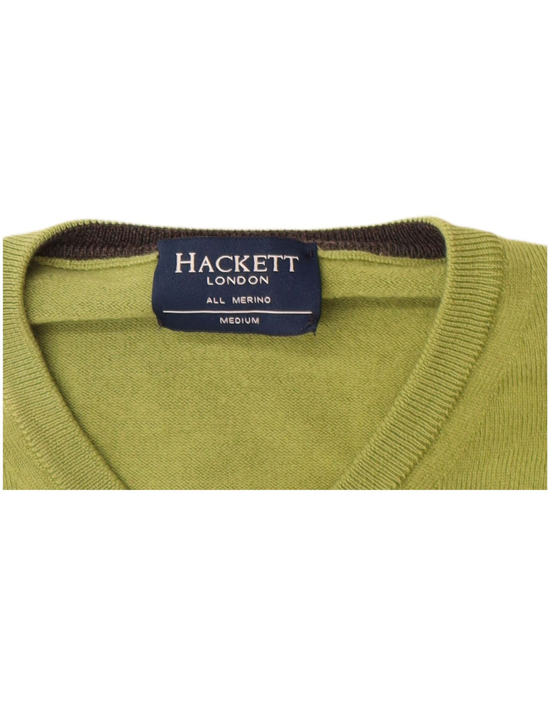 Suéter masculino Hackett com decote em V, lã merino verde médio