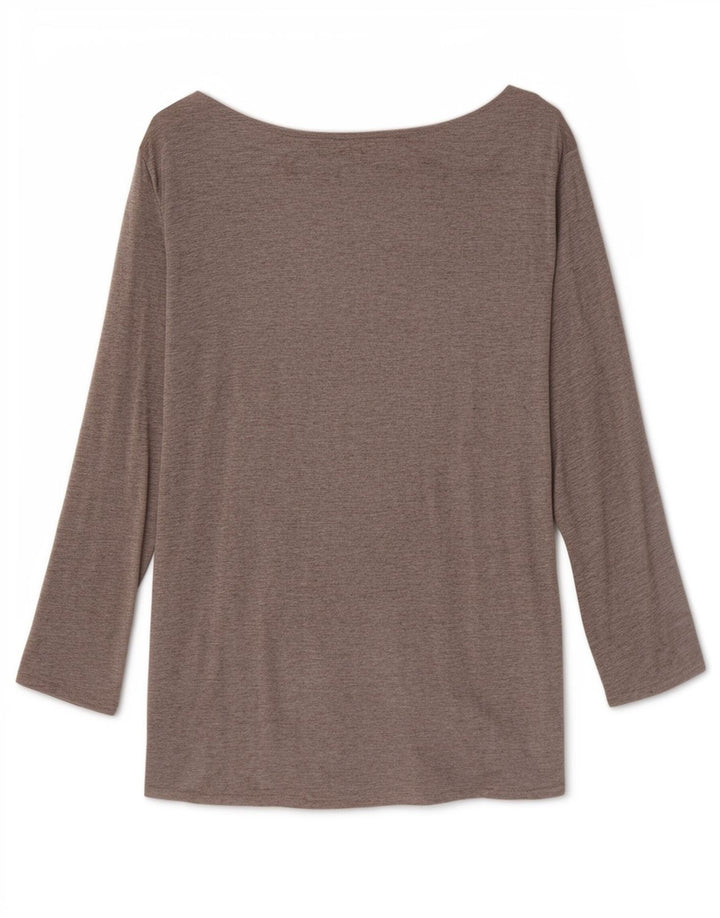 Top feminino Massimo Dutti manga 3/4 UK 12 viscose cinza médio