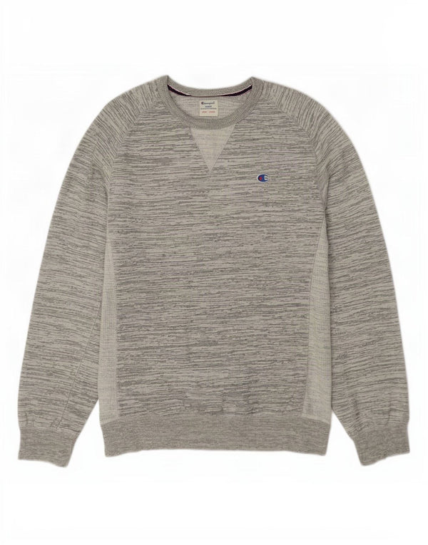 Jumper de moletom masculino Champion grande algodão manchado cinza