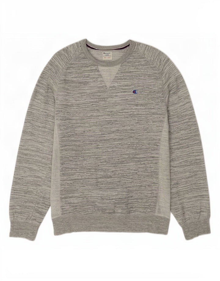 Jumper de moletom masculino Champion grande algodão manchado cinza