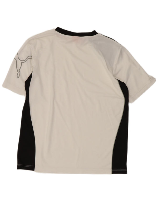 Puma Camiseta masculina gráfica Top pequeno bloco colorido branco