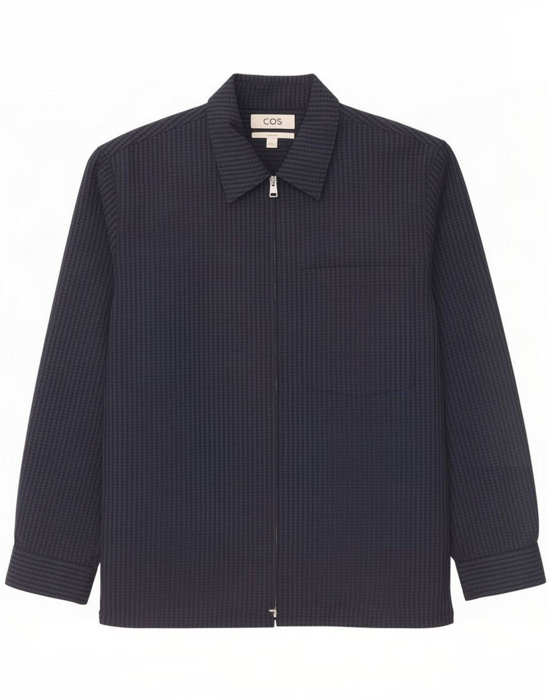 Jaqueta bomber masculina Cos relaxada Reino Unido 38 lã de guingão azul marinho médio