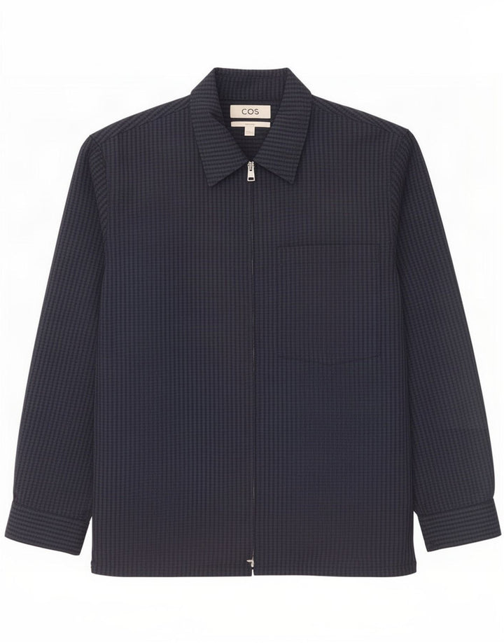 Jaqueta bomber masculina Cos relaxada Reino Unido 38 lã de guingão azul marinho médio