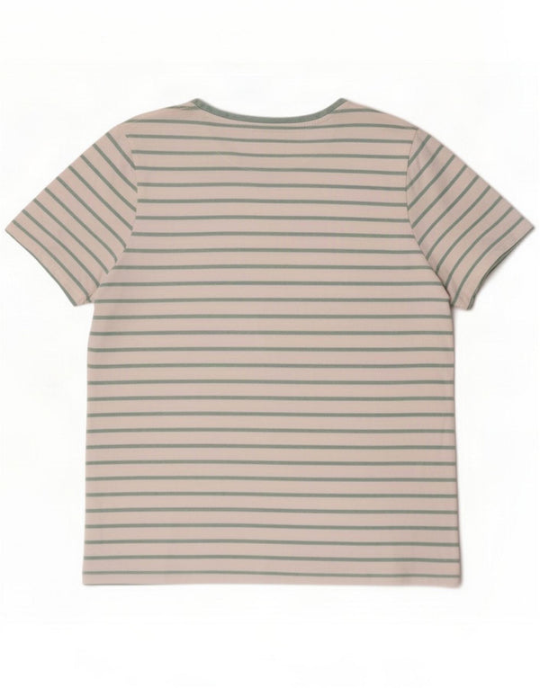Top camiseta feminina Fat Face UK 16 algodão listrado branco grande
