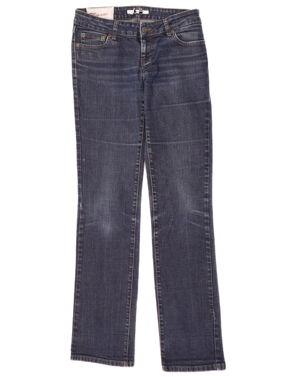 Zara Jeans reto feminino EU 38 pequeno W28 L34 algodão azul