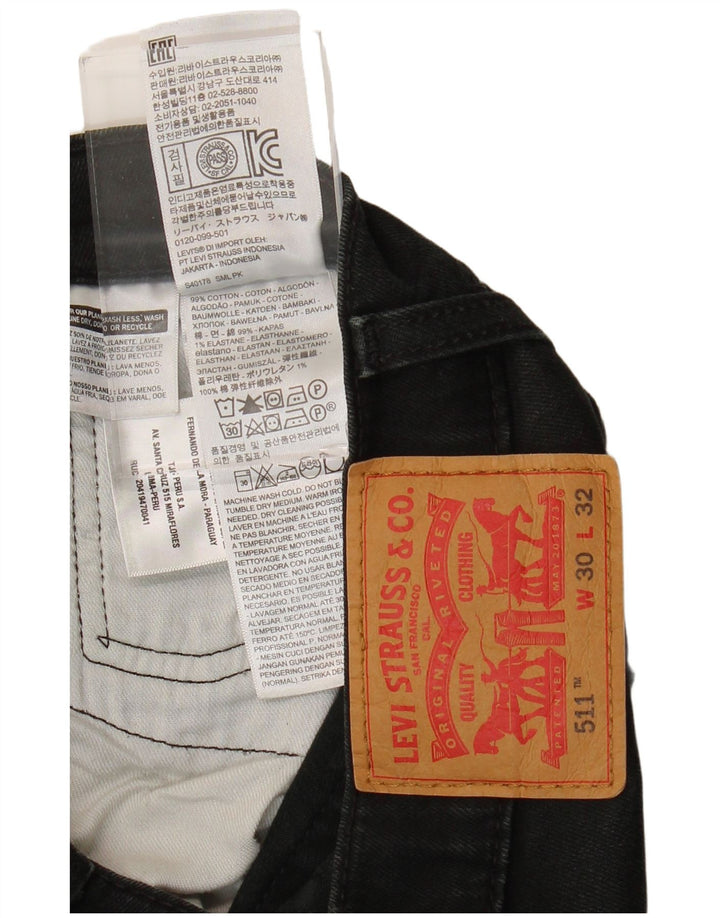 Levi's Masculino 511 Slim Jeans W30 L29 Algodão Preto