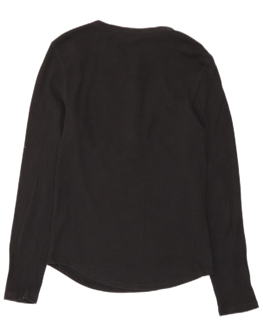 Top feminino Marks & Spencer manga comprida Reino Unido 10 pequeno algodão preto