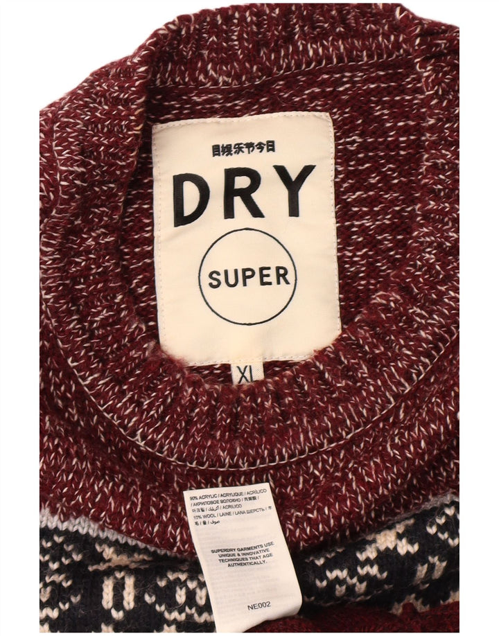Suéter masculino SUPERDRY com gola redonda XL Borgonha Fair Isle Classic