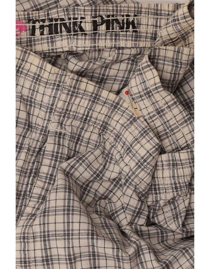 Calça jogger masculina Think Pink grande W36 L28 cinza xadrez