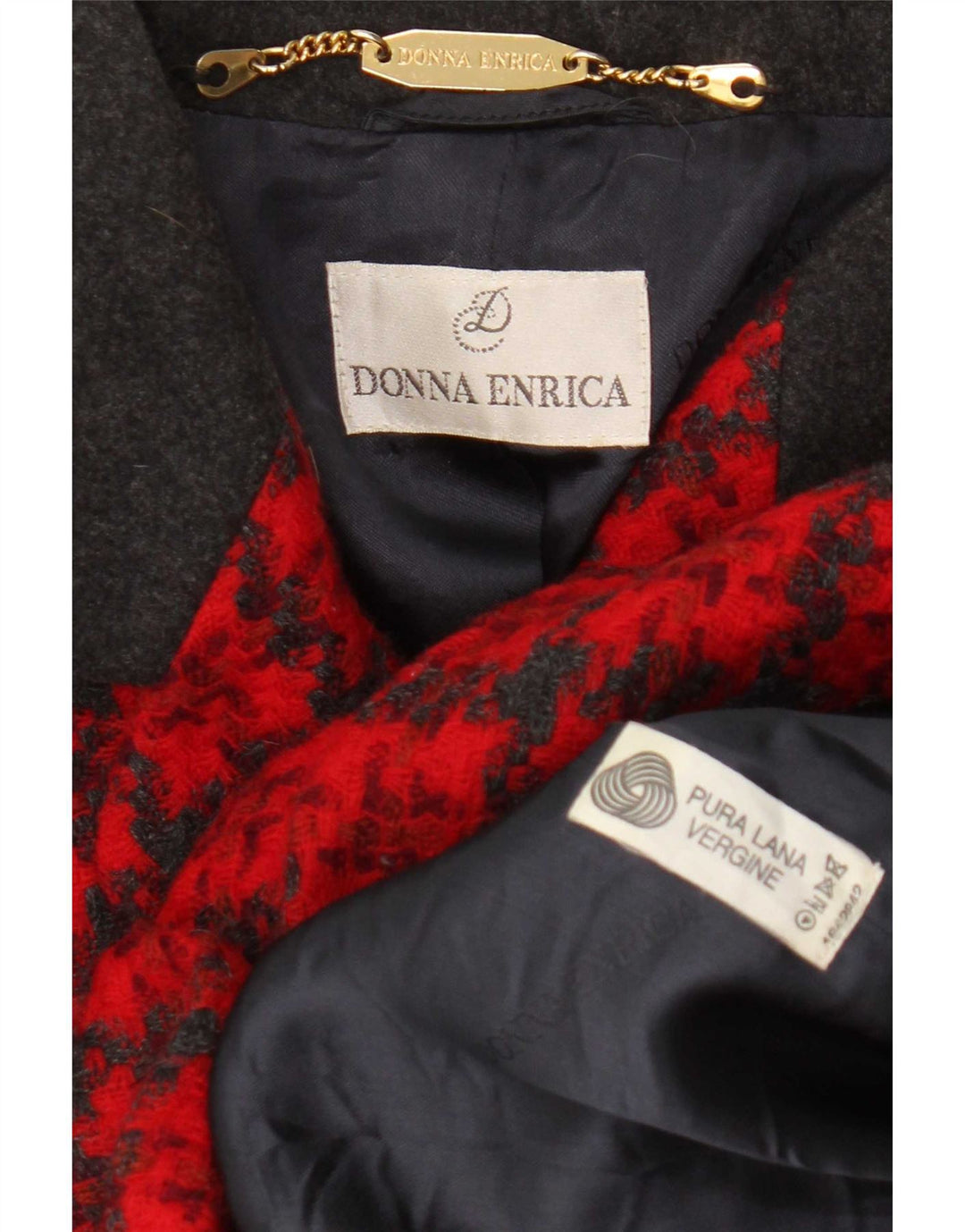 Jaqueta blazer feminina Donna Enrica com 3 botões Reino Unido 16 grande vermelho Houndstooth
