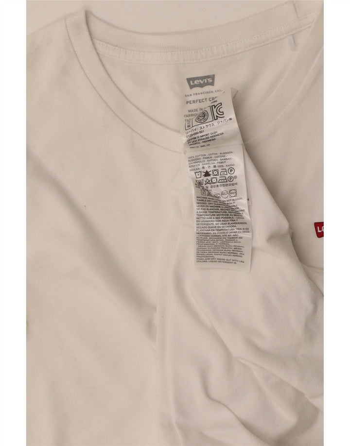 Camiseta feminina LEVI'S UK 10 pequena algodão branco