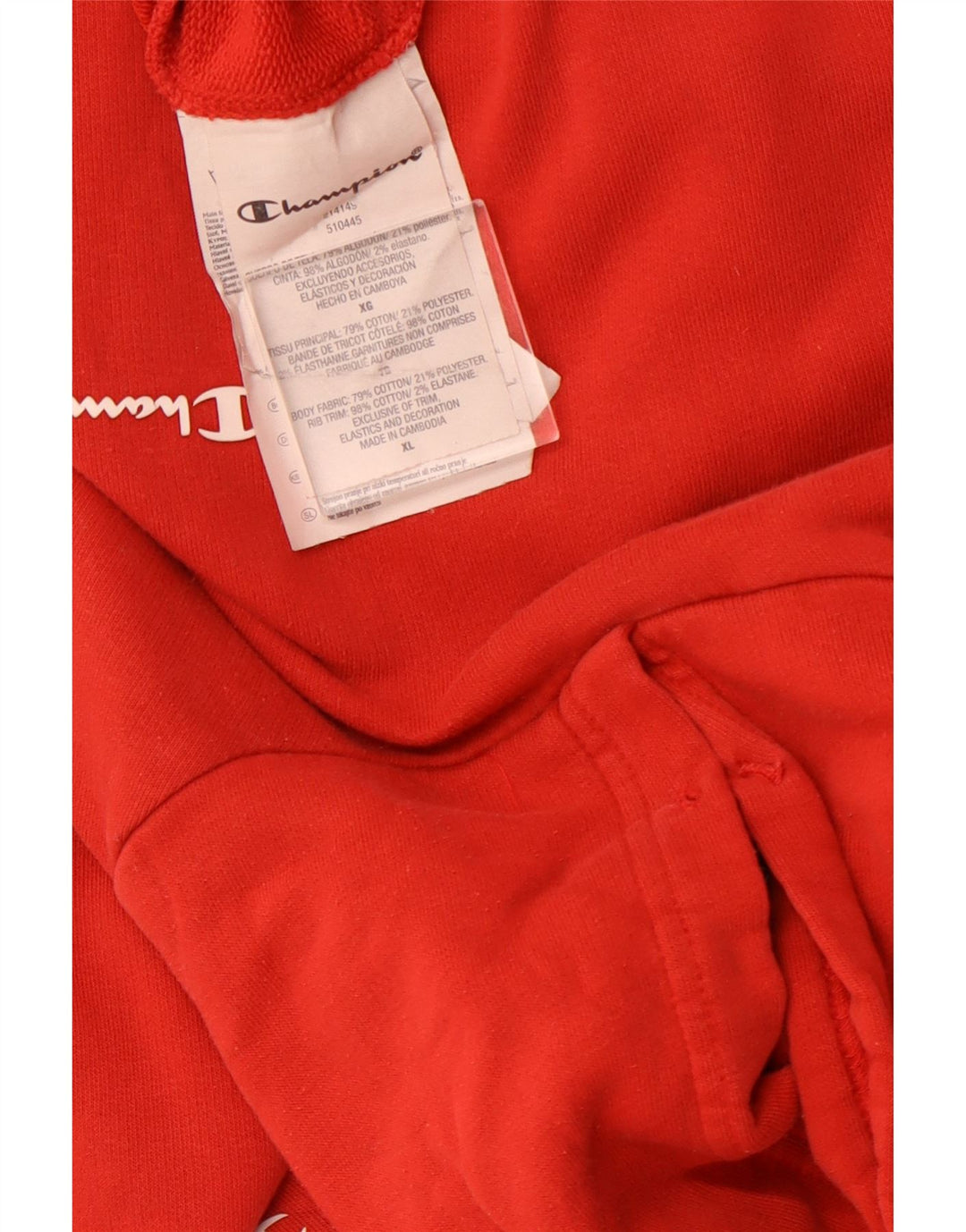 CHAMPION Mens Hoodie Jumper XL Algodão Vermelho