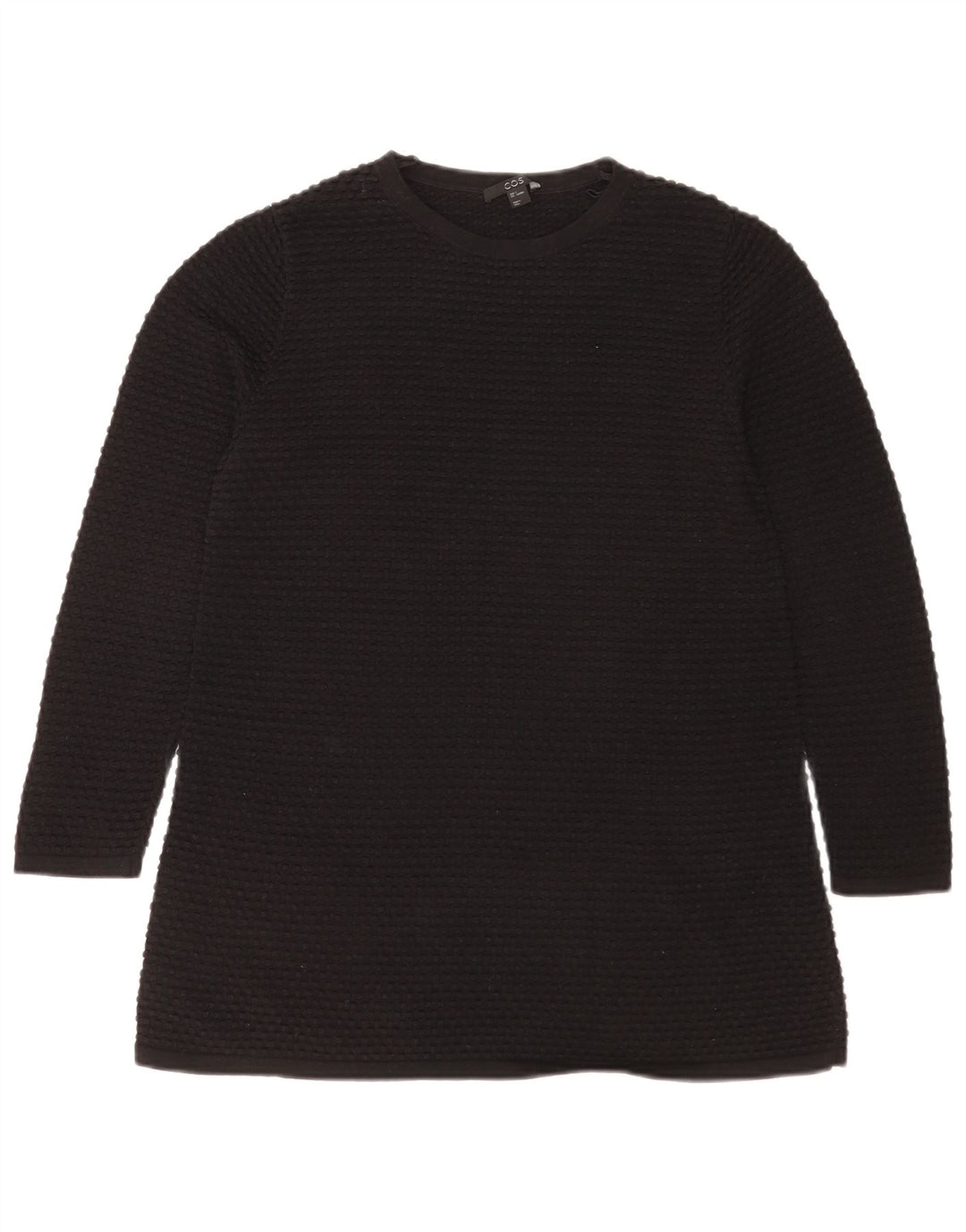 Cos Womens Top Manga Longa UK 10 Pequeno Algodão Preto