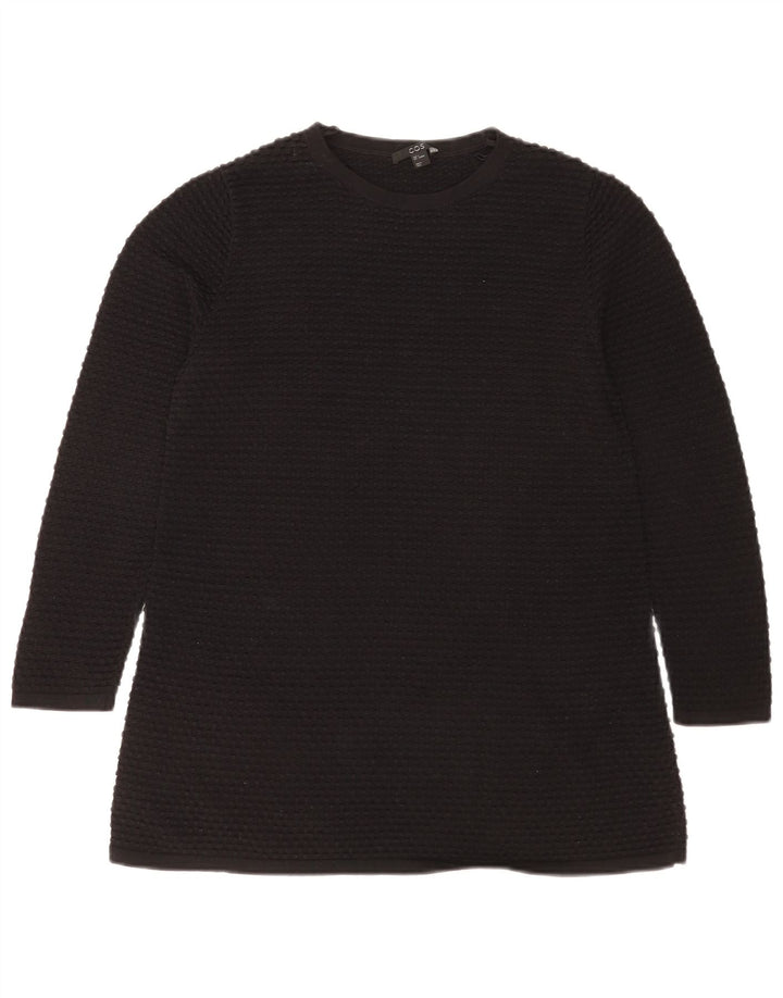 Cos Womens Top Manga Longa UK 10 Pequeno Algodão Preto