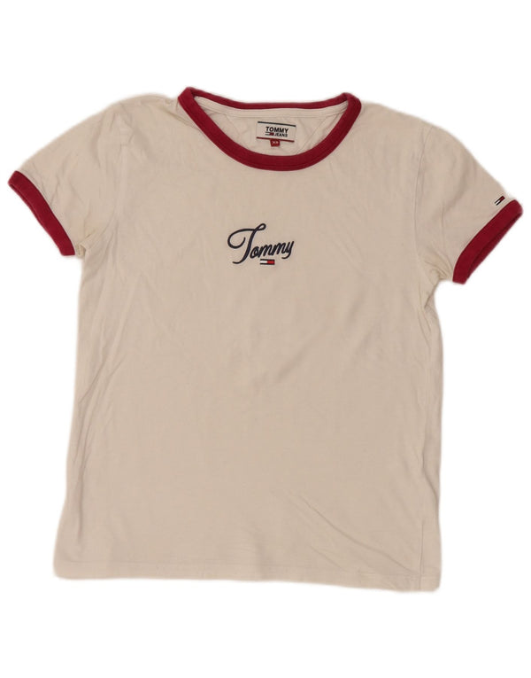 Camiseta feminina TOMMY HILFIGER com estampa gráfica UK 6 XS Branco