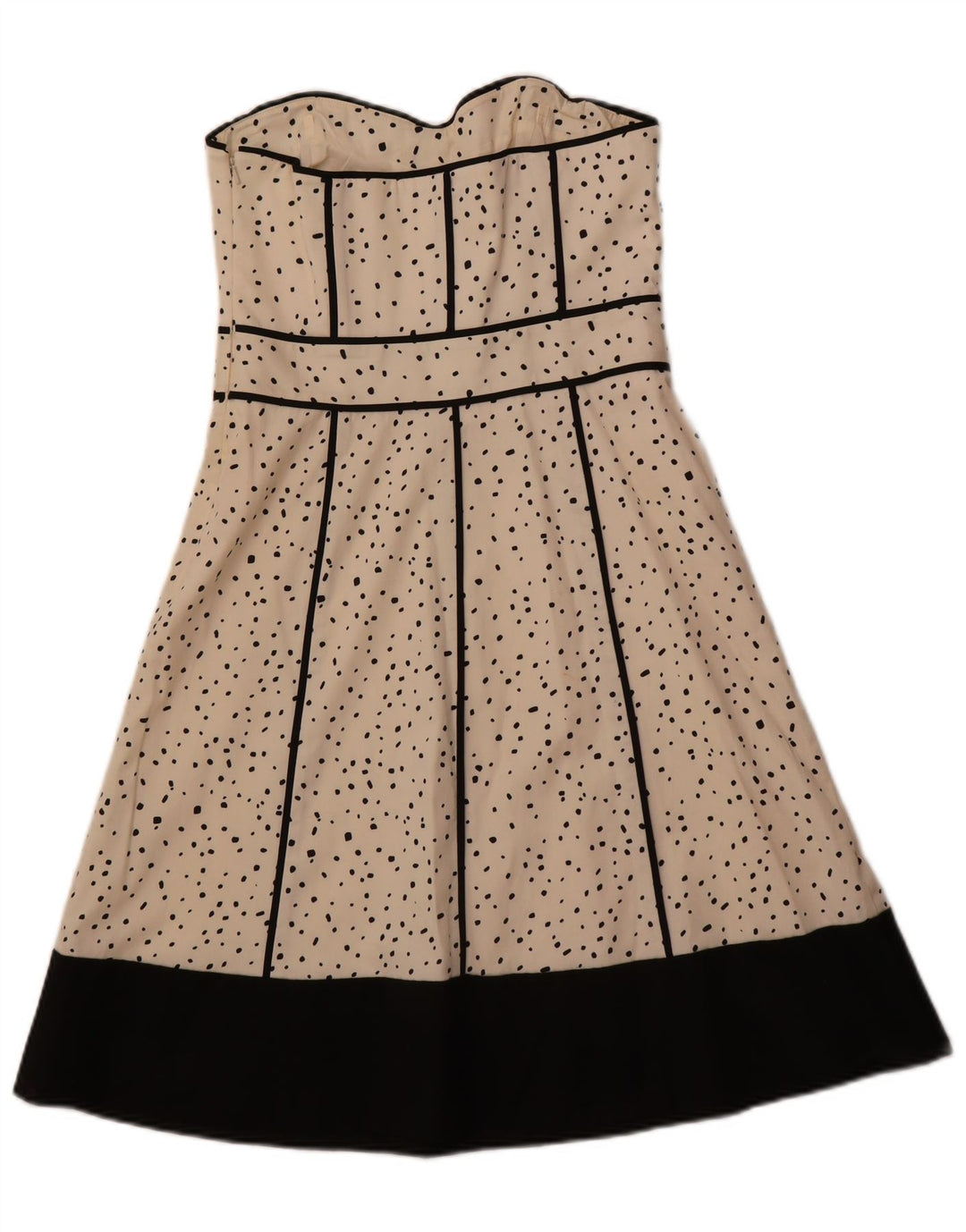 COAST Vestido feminino sem alças UK 12 algodão manchado branco médio