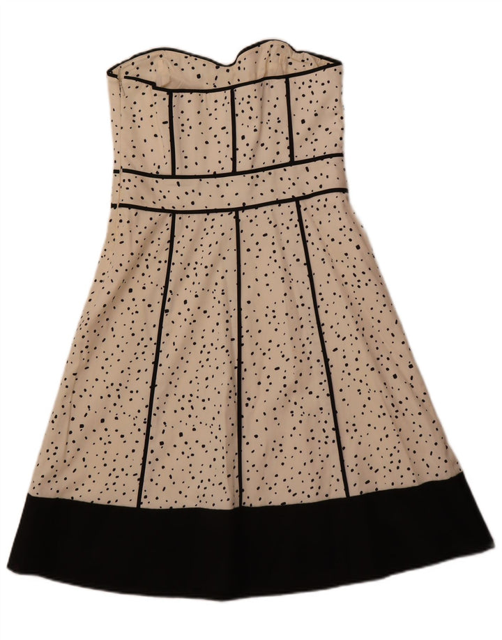 COAST Vestido feminino sem alças UK 12 algodão manchado branco médio