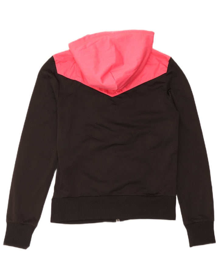 Suéter feminino Puma com capuz e zíper Reino Unido 12 poliéster colorblock preto médio