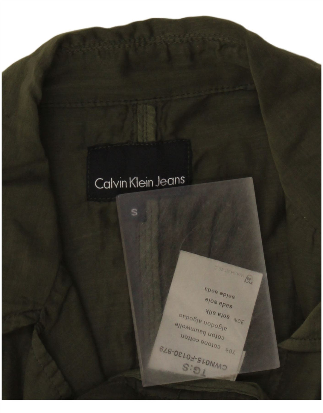 Jaqueta blazer feminina Calvin Klein Jeans com 2 botões Reino Unido 10 algodão verde pequeno