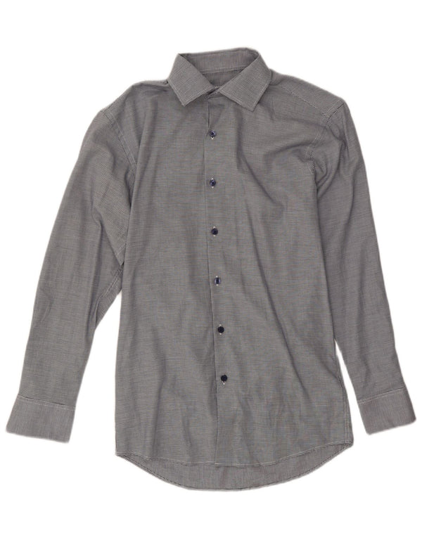 Camisa masculina Calvin Klein Slim Fit tamanho 37 pequeno algodão geométrico azul marinho