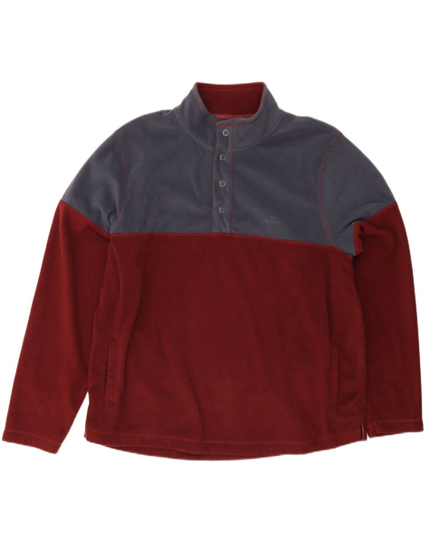 Weird Fish Masculino com botão e gola em lã 4XL Borgonha Colourblock