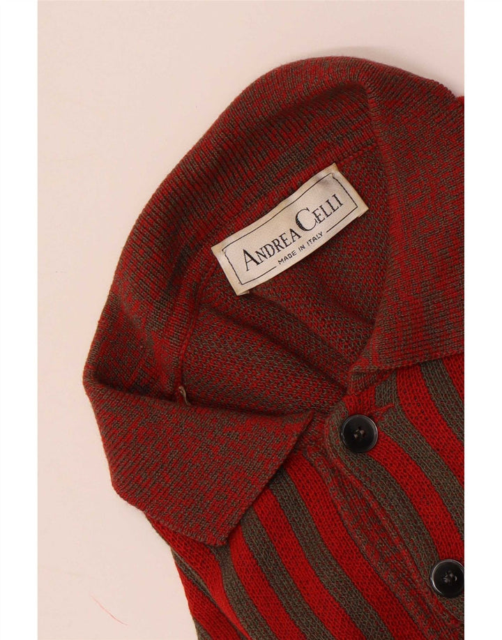 Suéter masculino Andrea Celli com gola polo e algodão listrado vermelho médio