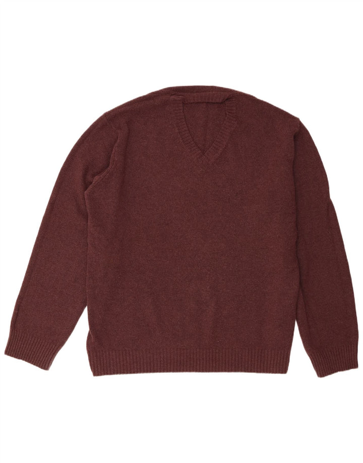Suéter masculino Marks & Spencer com decote em V XL lã cor de vinho