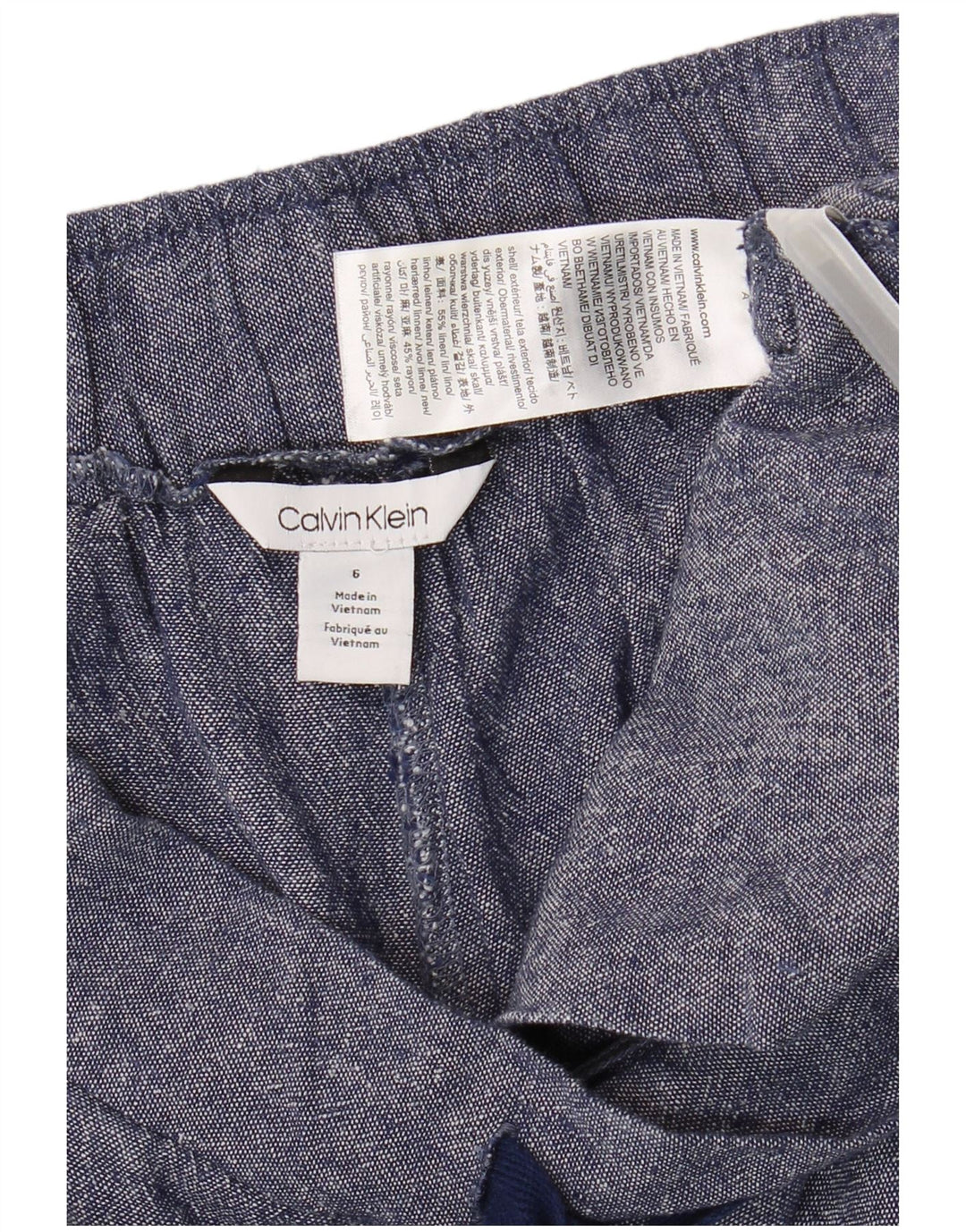CALVIN KLEIN Shorts feminino casual US 6 médio W30 linho azul marinho