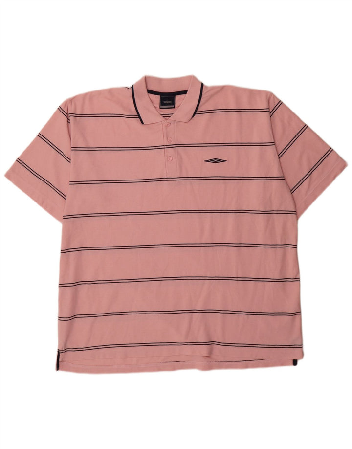 Camisa polo masculina Umbro 2XL poliéster listrado rosa
