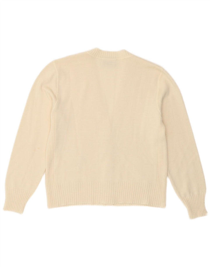 Suéter cardigã feminino Lucia UK 14 médio off white poliacrílico