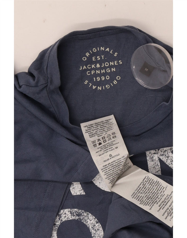 Camiseta gráfica masculina Jack & Jones Top médio algodão azul