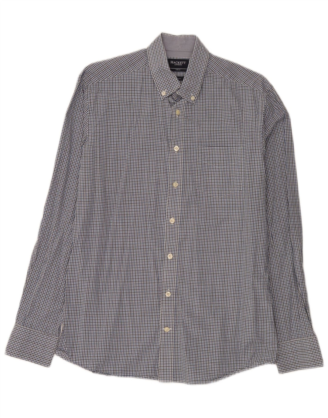 Camisa masculina Slim Fit Hackett de algodão guingão azul médio