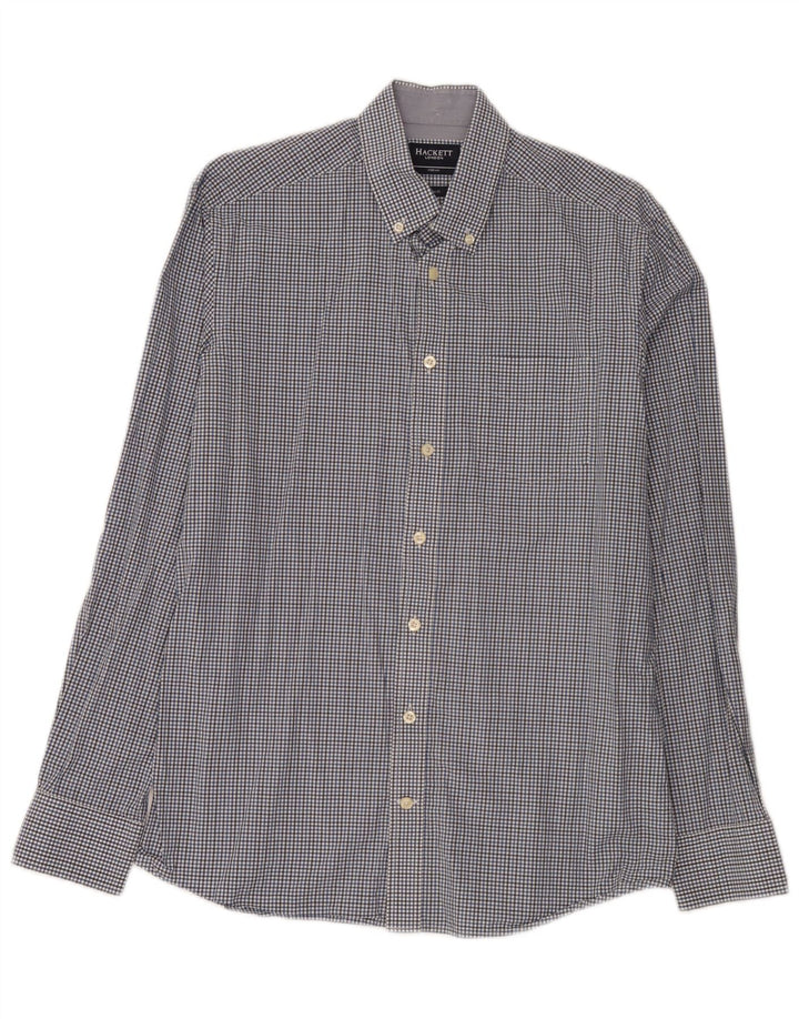 Camisa masculina Slim Fit Hackett de algodão guingão azul médio