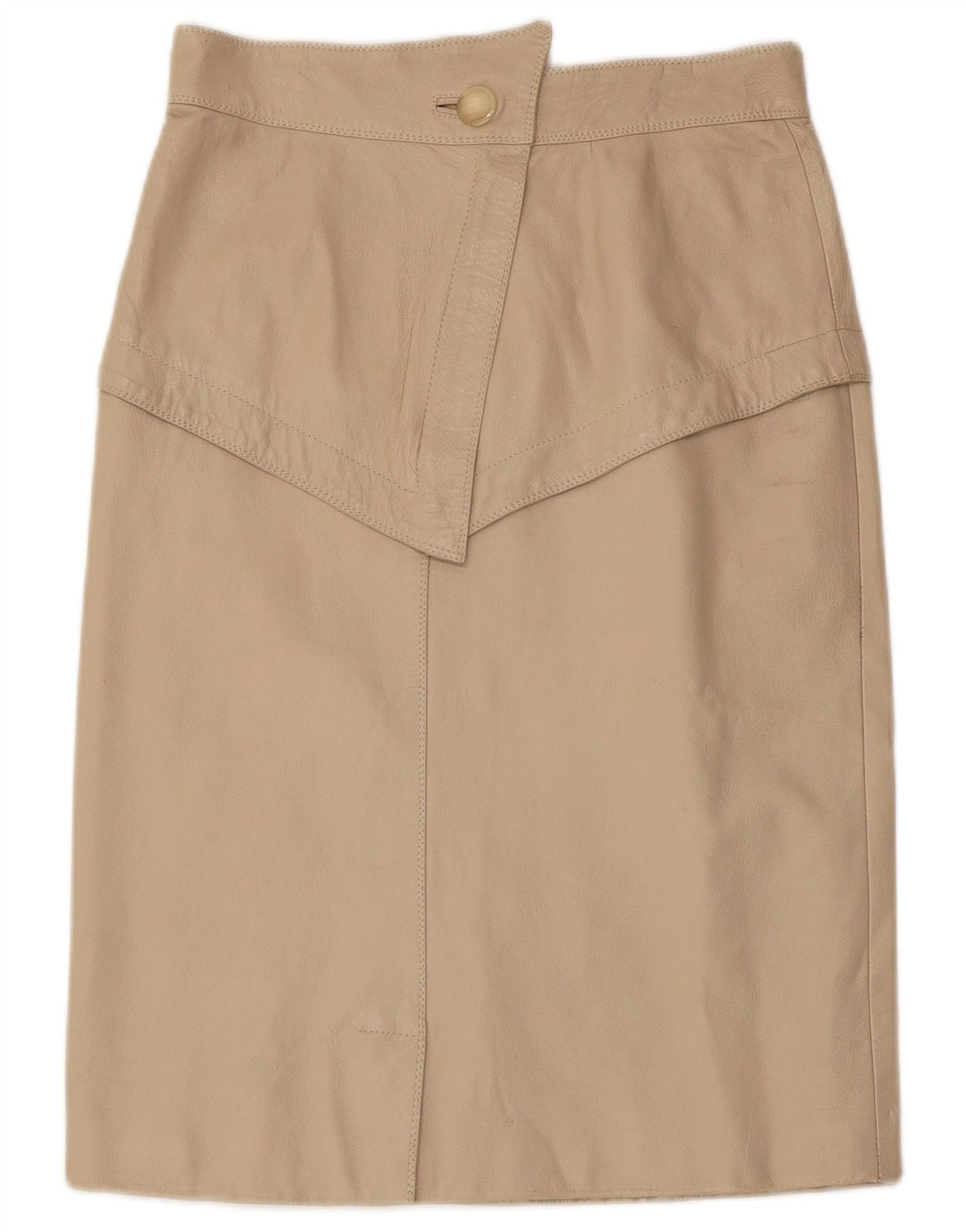 Saia de couro feminina vintage W28 médio bege