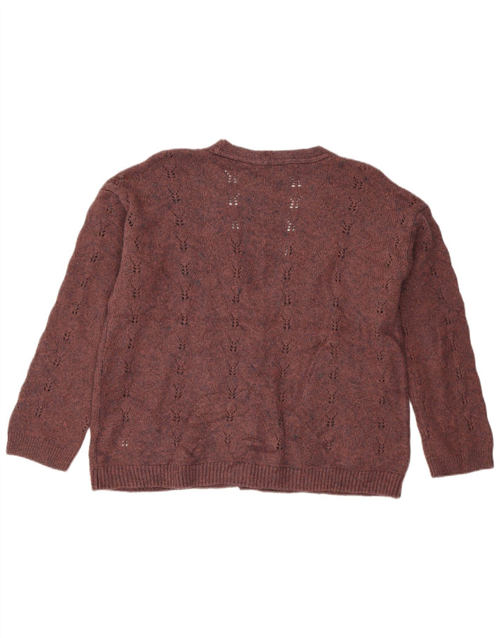 Suéter cardigã feminino de ajuste solto White Stuff Reino Unido 14 acrílico marrom médio