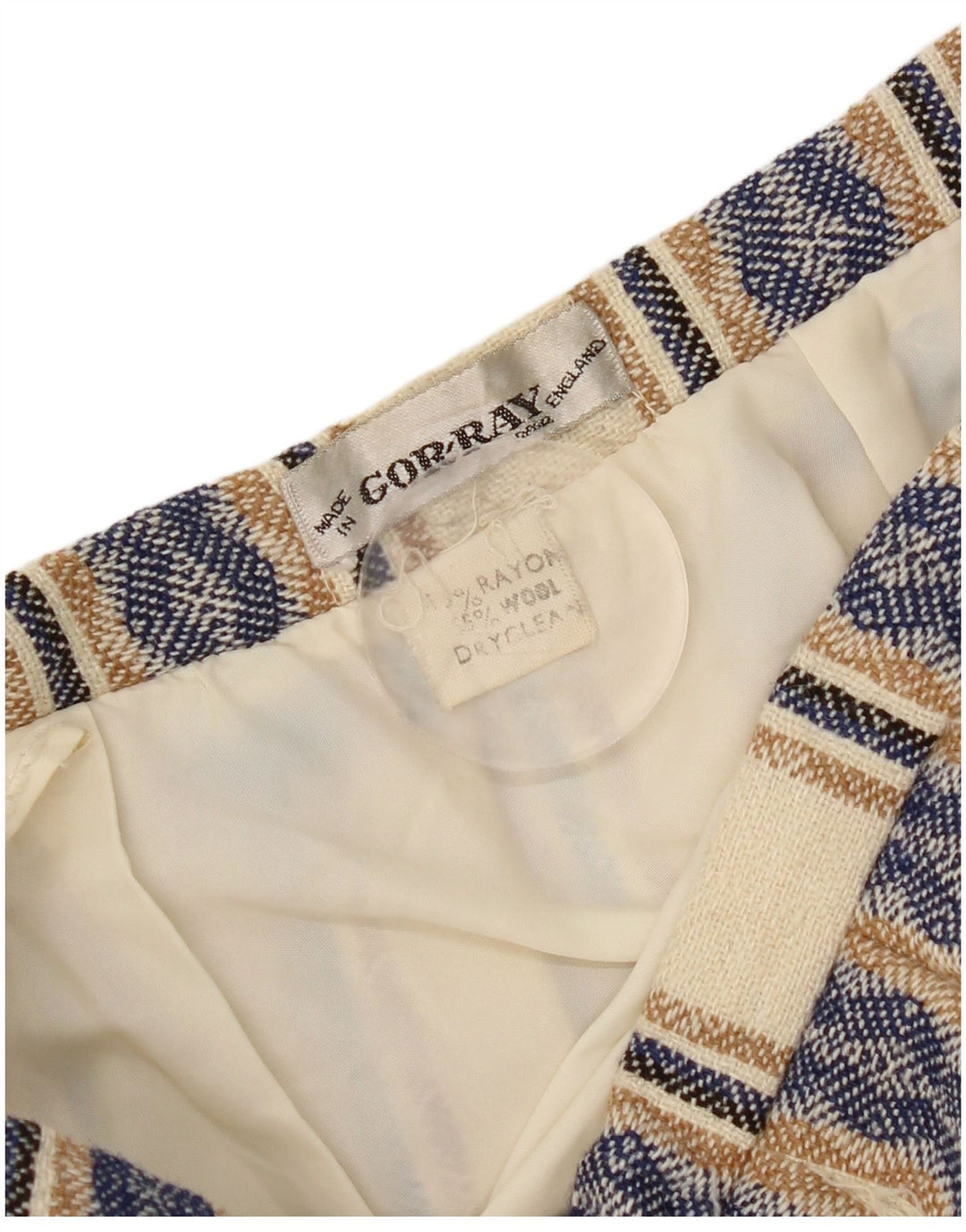 Saia feminina plissada Gor-Ray W26 rayon listrado azul pequeno