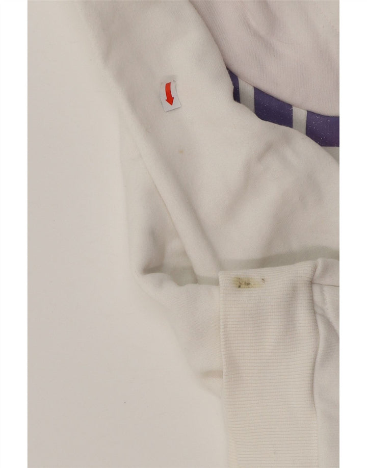 PUMA feminino gráfico moletom com capuz UK 8 pequeno algodão branco