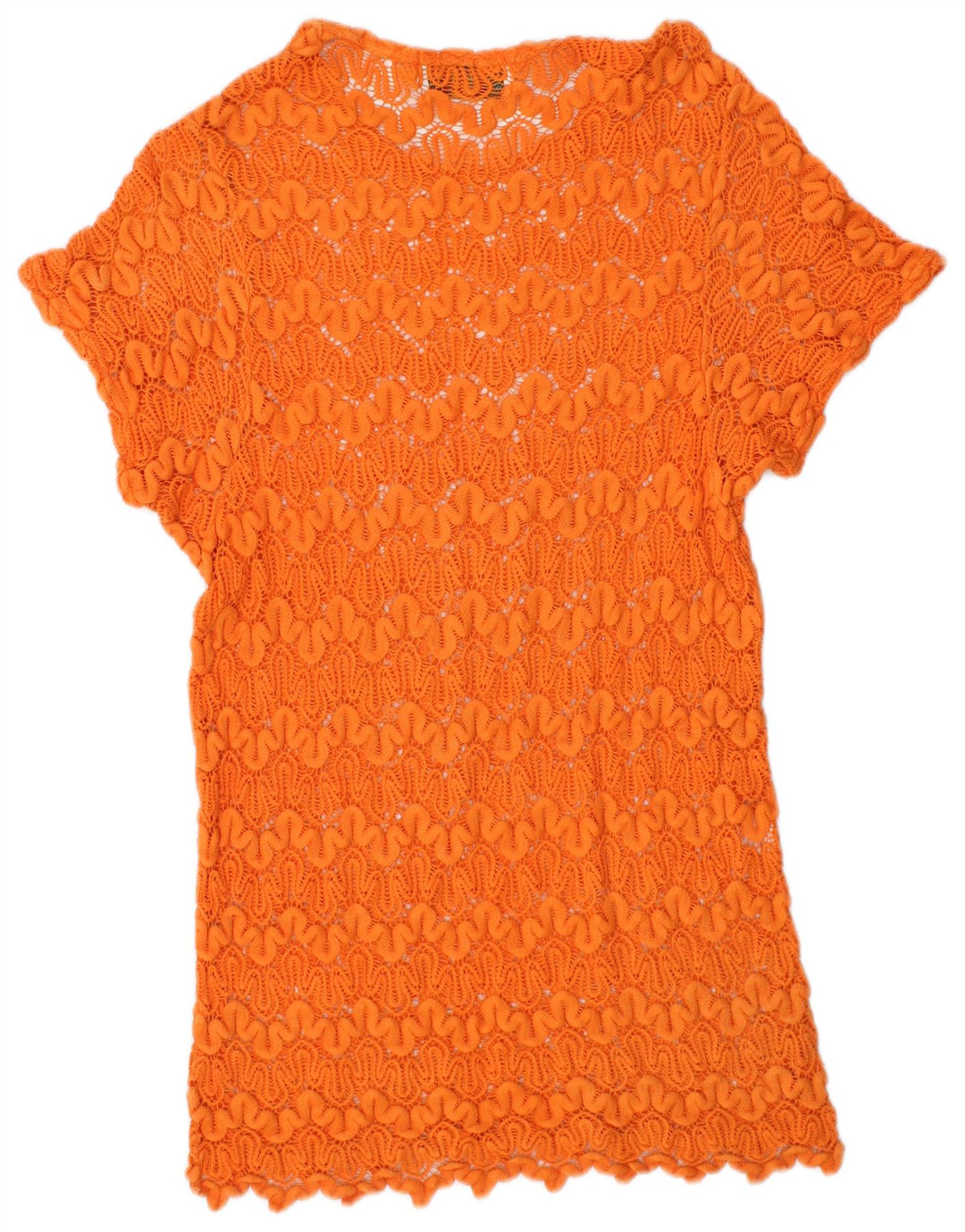 Vestido túnica transparente de crochê VINTAGE para meninas de 11 a 12 anos grande laranja