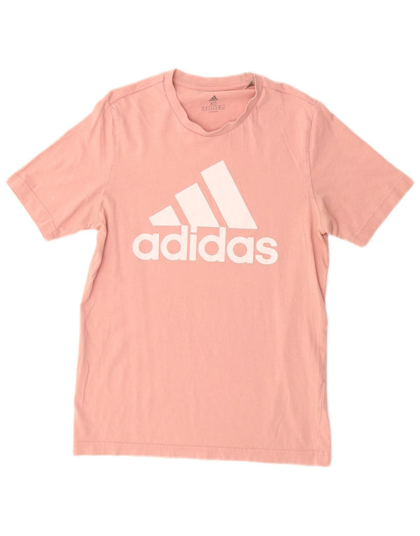 ADIDAS Womens Graphic T-Shirt Top UK 6 XS Rosa Algodão
