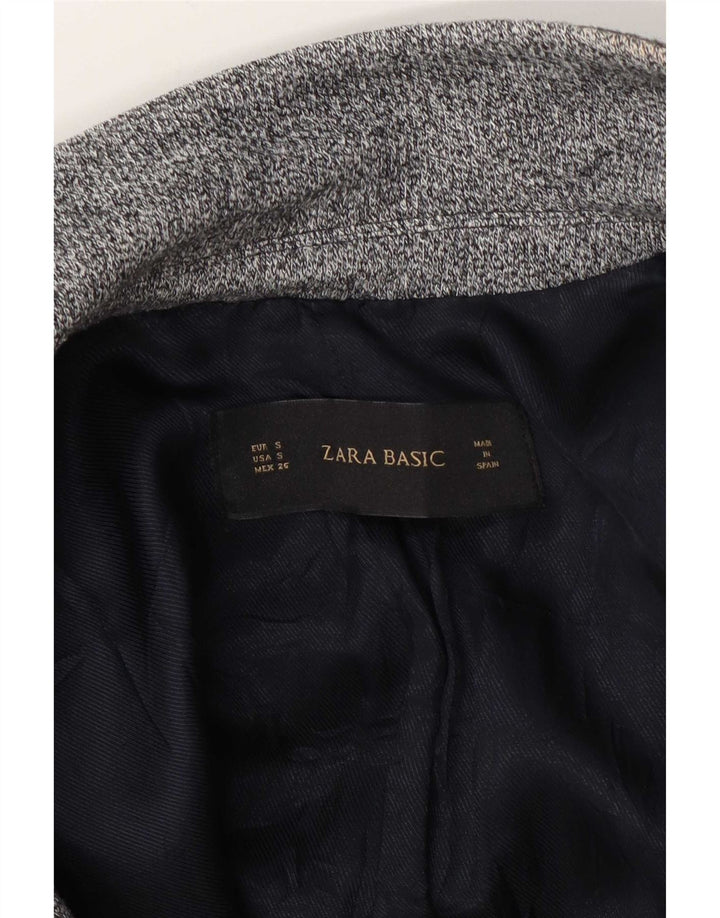 Jaqueta blazer feminina Zara com 1 botão UK 10 pequena cinza manchada