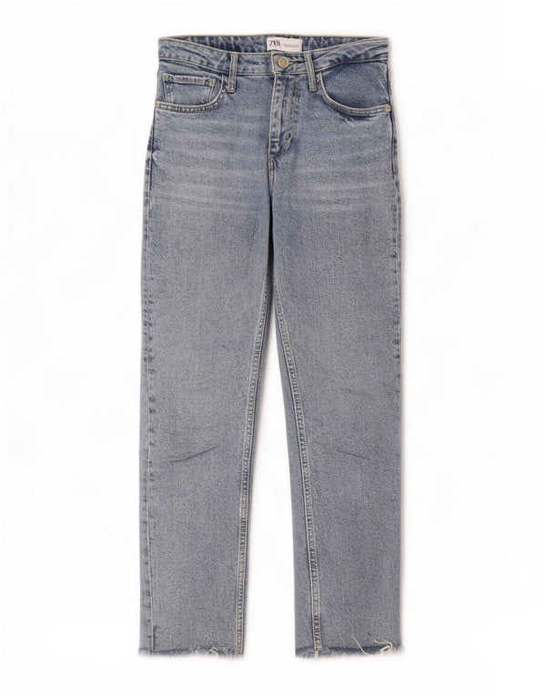 Calça jeans reta feminina Zara EU 36 XS W26 L26 azul algodão