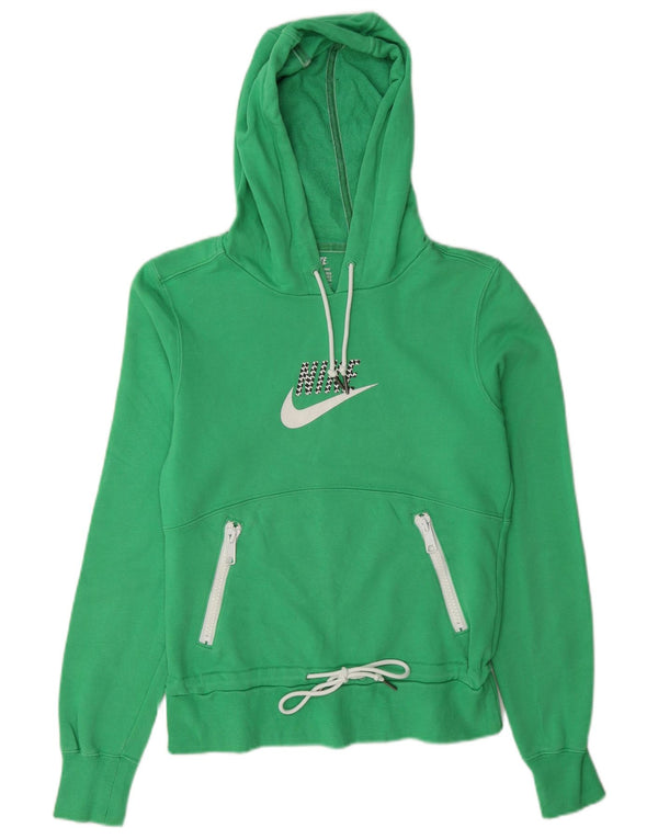 Jumper com capuz gráfico feminino Nike UK 10/12 algodão verde médio